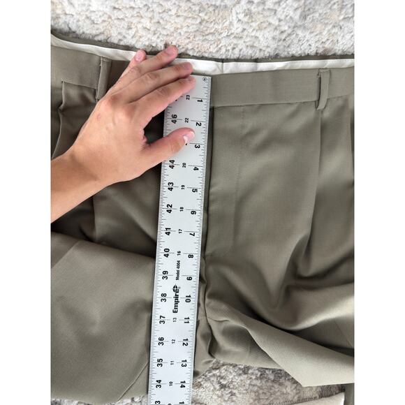Brooks Brothers Size W35 L32 Career Pleated Straight Leg Pants Gray Button Zip - Picture 5 of 13